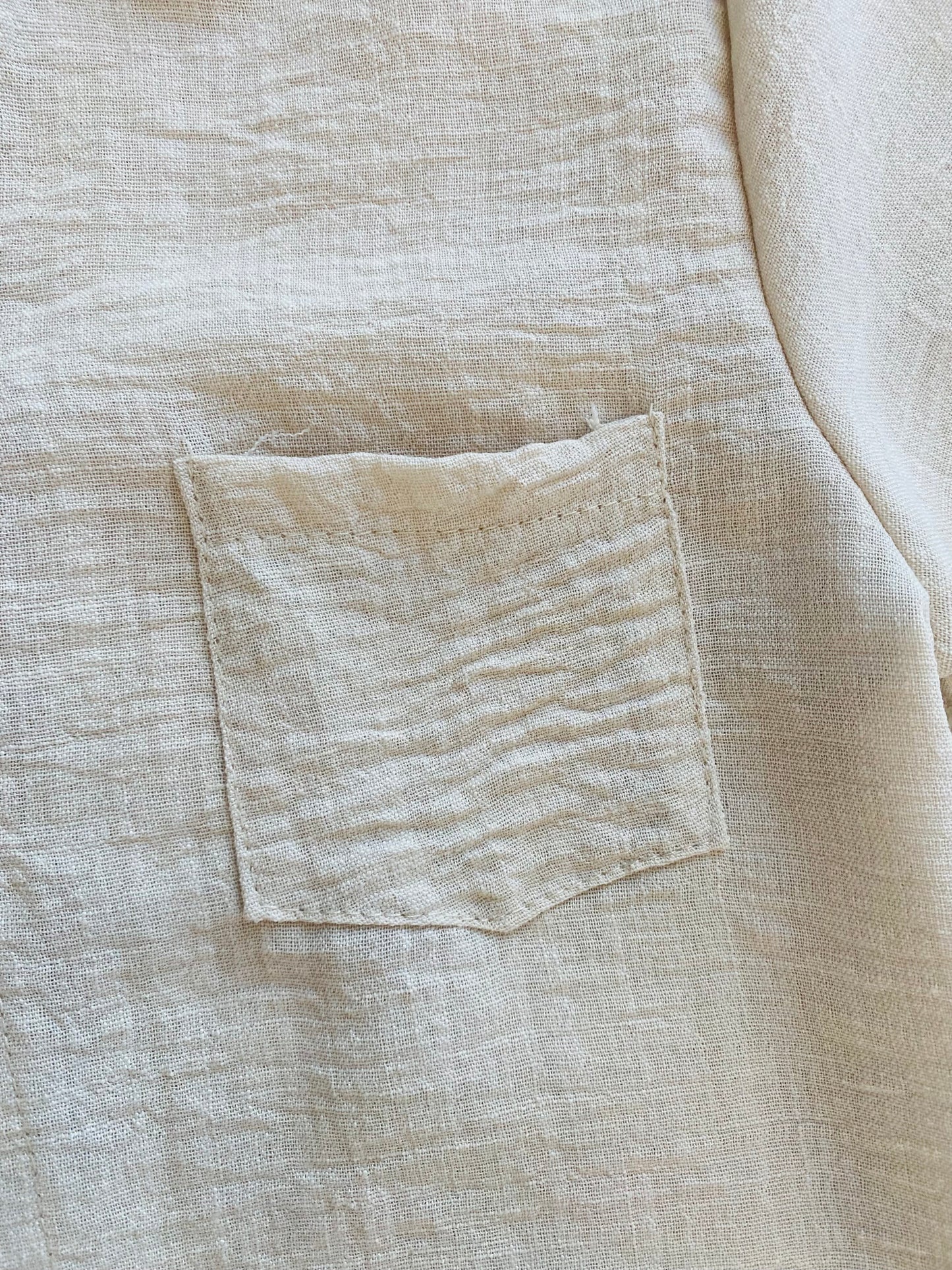 Camicia Beige Bambino in Lino e Viscosa con Bottoni Effetto Legno - SMILE BABY BOTIQUE
