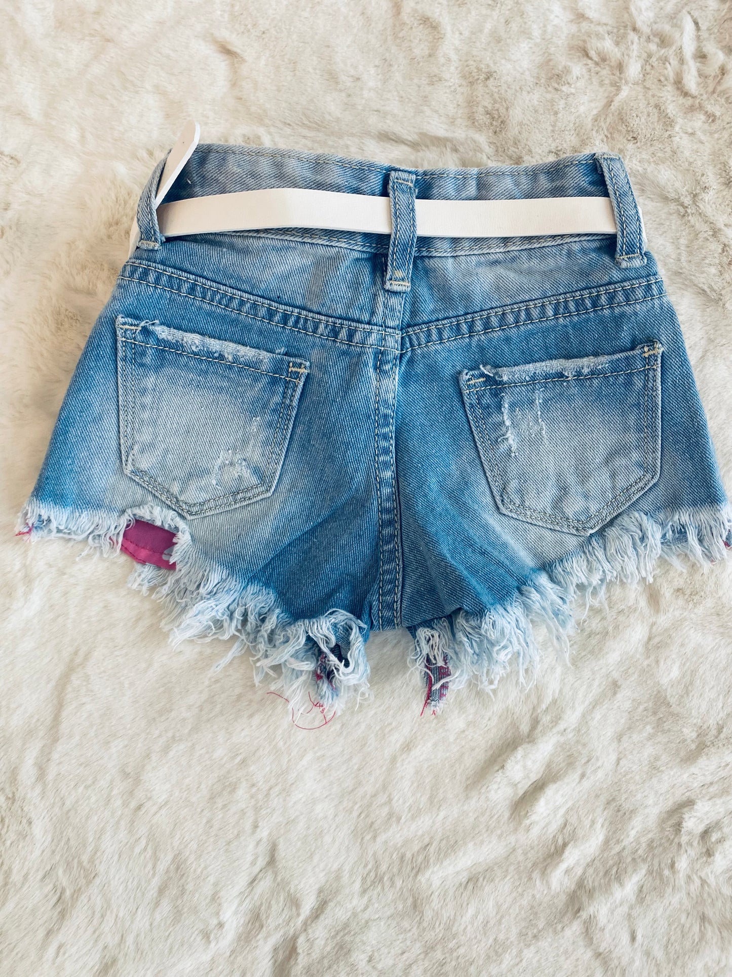 Shorts Jeans Bambina LOLLITOP con Cintura Bianca – Effetto Strappato