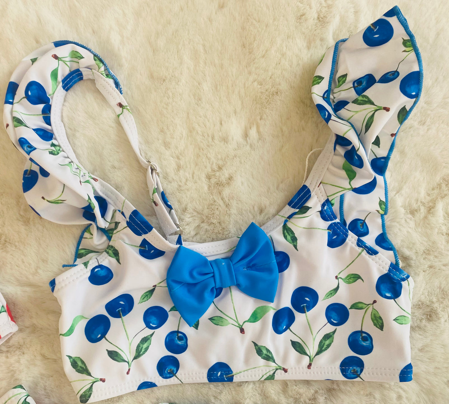 Bikini Bambina Fantasia Ciliegie con Fiocco – Rosso o Blu – 2-12 Anni - SMILE BABY BOTIQUE
