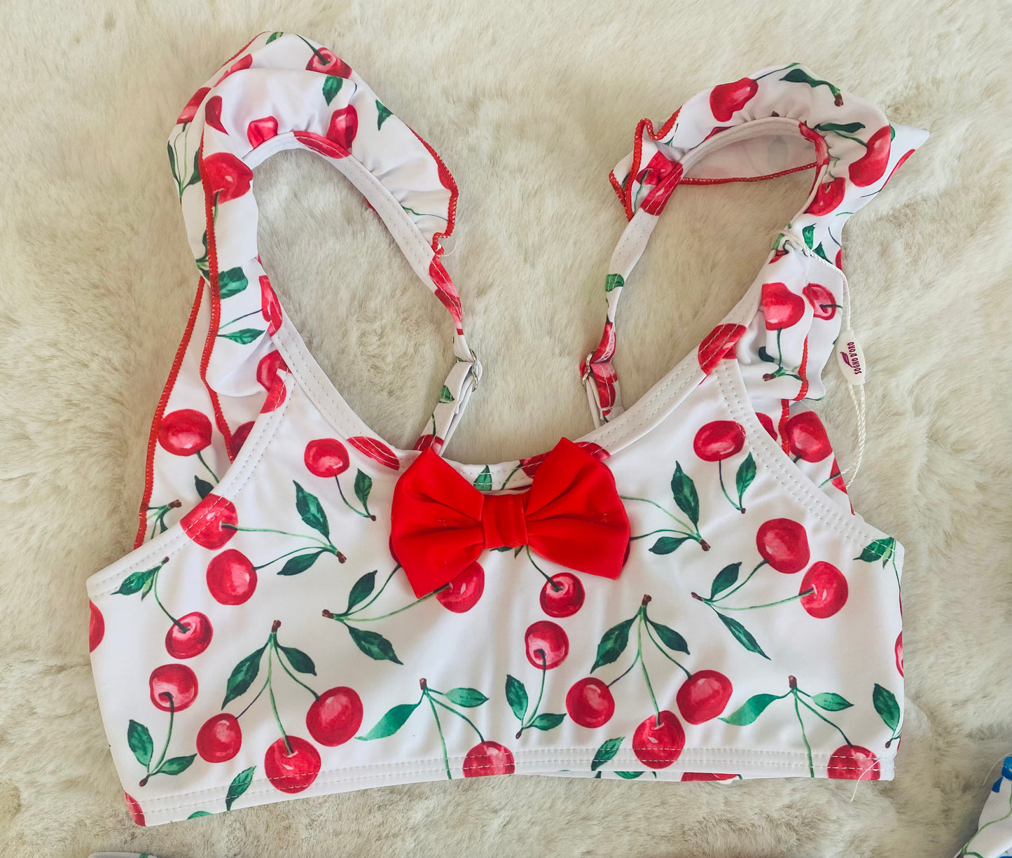 Bikini Bambina Fantasia Ciliegie con Fiocco – Rosso o Blu – 2-12 Anni - SMILE BABY BOTIQUE