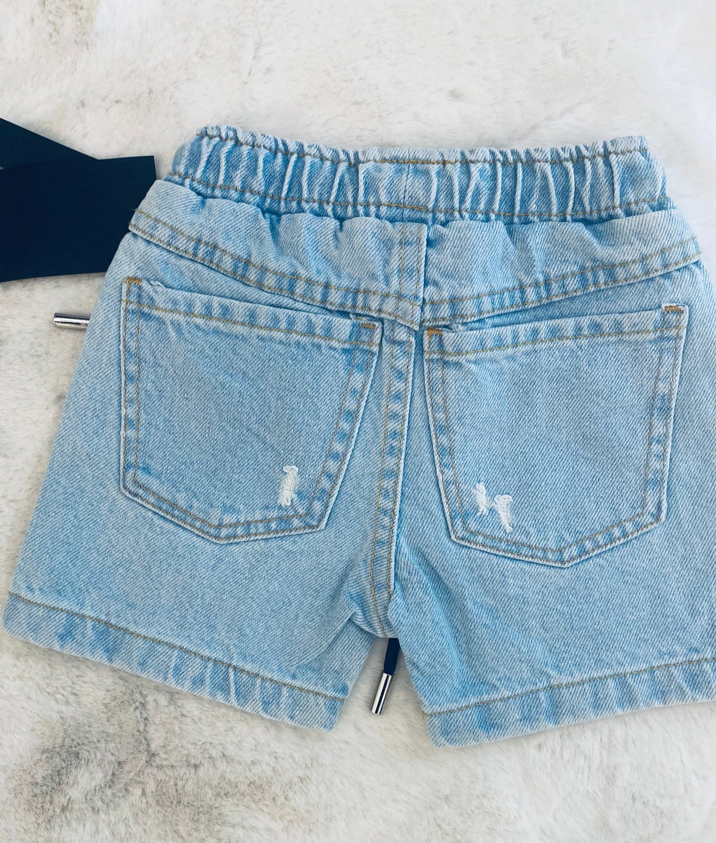 Pantaloncino Jeans Bambino 12-36 Mesi con Vita Elasticizzata, Cordino e Stampa Orsetto - SMILE BABY BOTIQUE