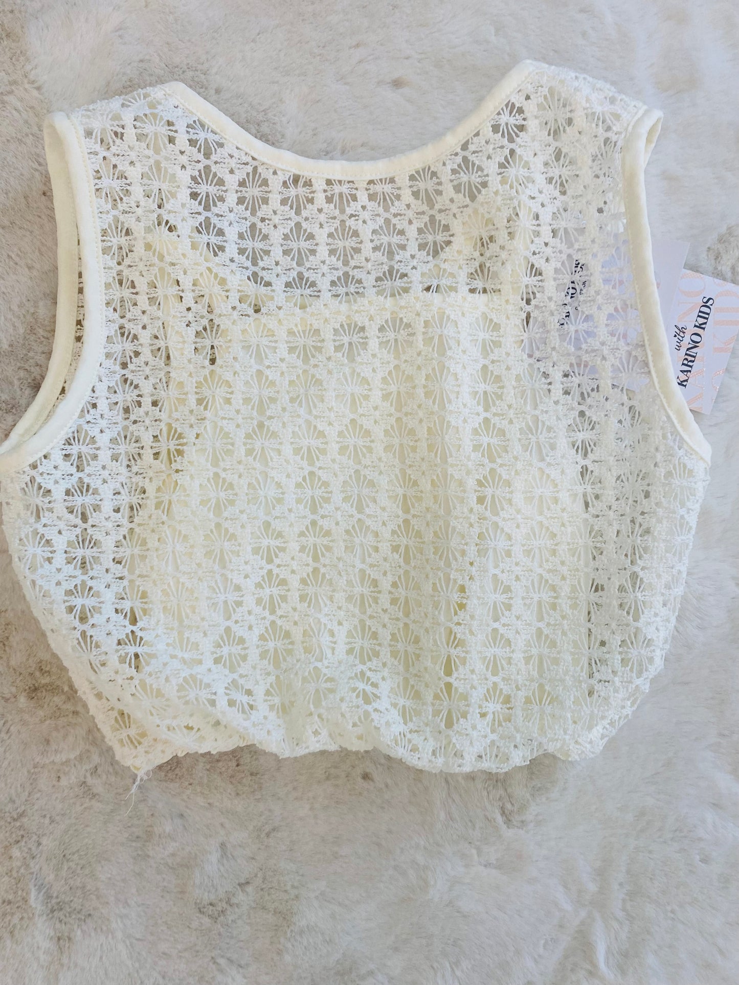 Top Traforato Panna In Pizzo Sangallo per Bambina- Estivo Elegante 4-14 Anni - SMILE BABY BOTIQUE
