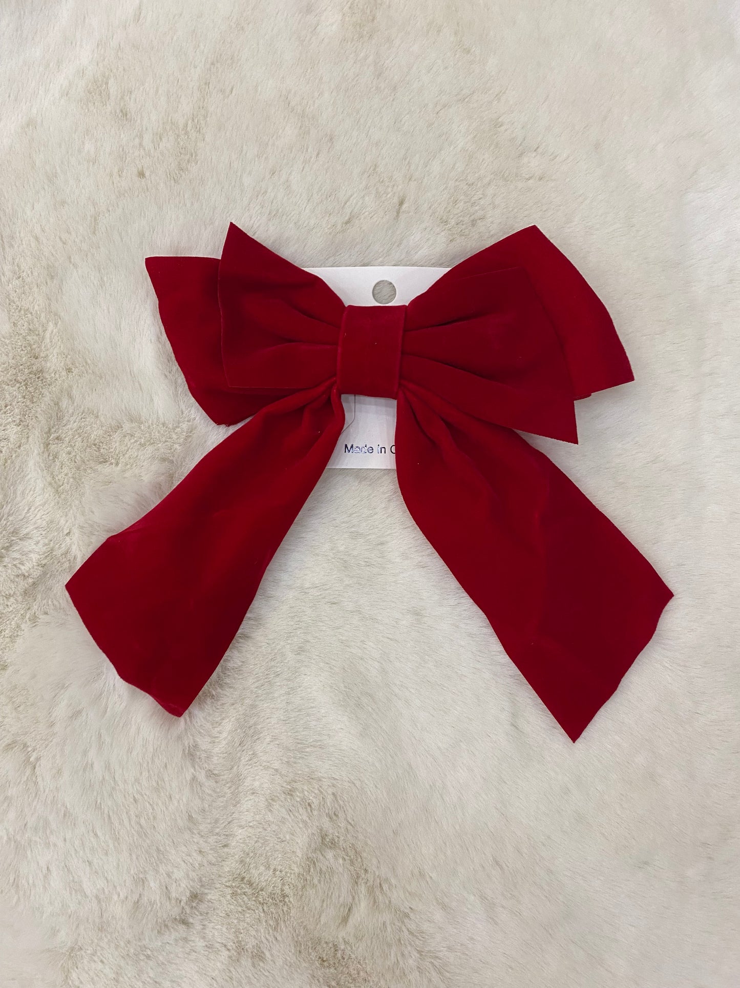 Fiocco rosso in velluto - SMILE BABY BOTIQUE