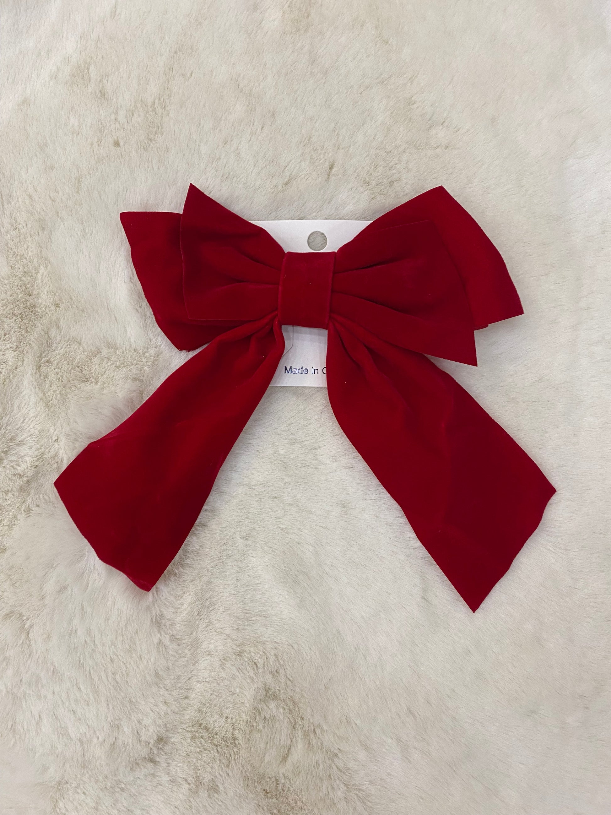 Fiocco rosso in velluto - SMILE BABY BOTIQUE
