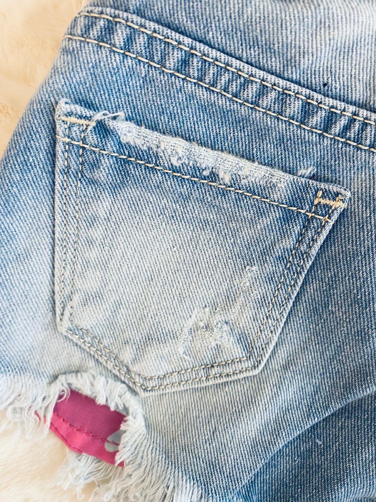 Shorts Jeans Bambina LOLLITOP con Cintura Bianca – Effetto Strappato
