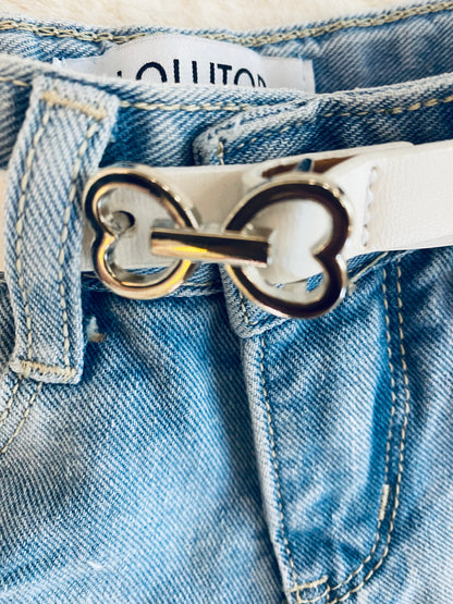 Shorts Jeans Bambina LOLLITOP con Cintura Bianca – Effetto Strappato